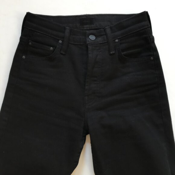Mother the Tomcat Ankle Jeans Womens 24 Black High Rise Button Fly Straight Leg - Picture 4 of 14